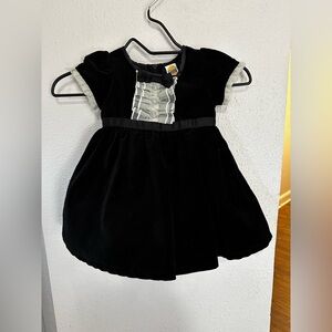 Black Velvet Dress with Ruffle Detail